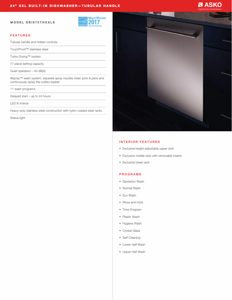 Página 1 del manual Ficha técnica Asko DBI675THXXLS