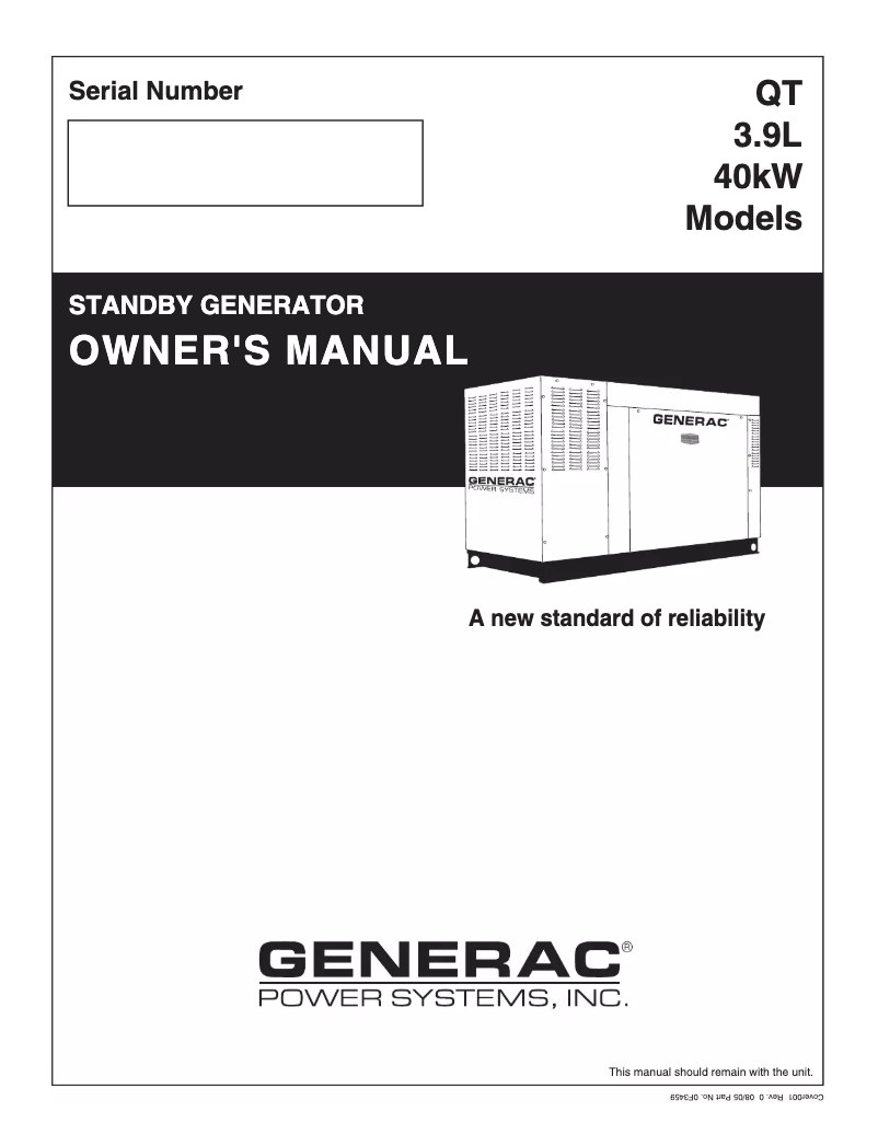 Página nº 1 - Manual de usuario Generac QT04039JNSN