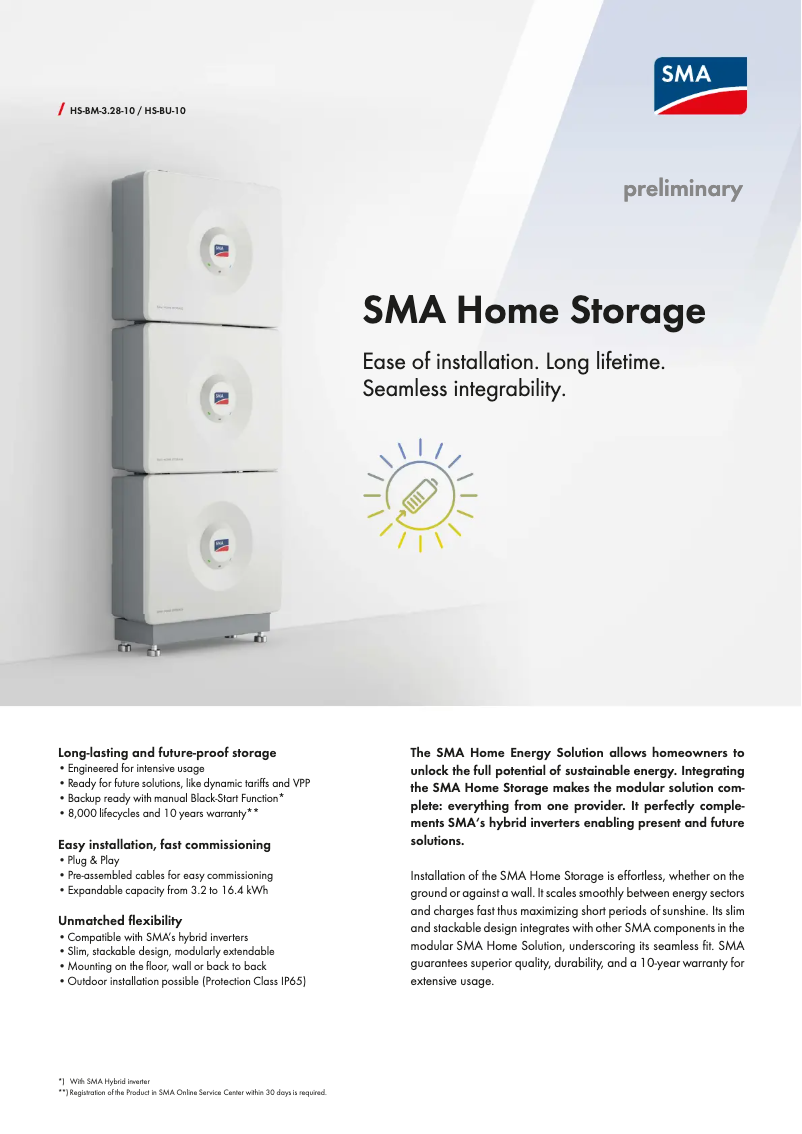 Página 1 del manual Ficha técnica SMA Home Storage HS-BM-3.28-10