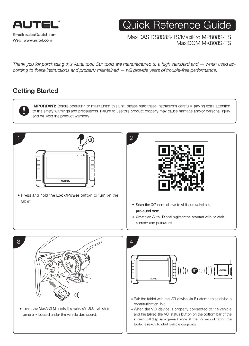 Imagen de la primera página del manual del dispositivo MaxiDAS DS808S-TS