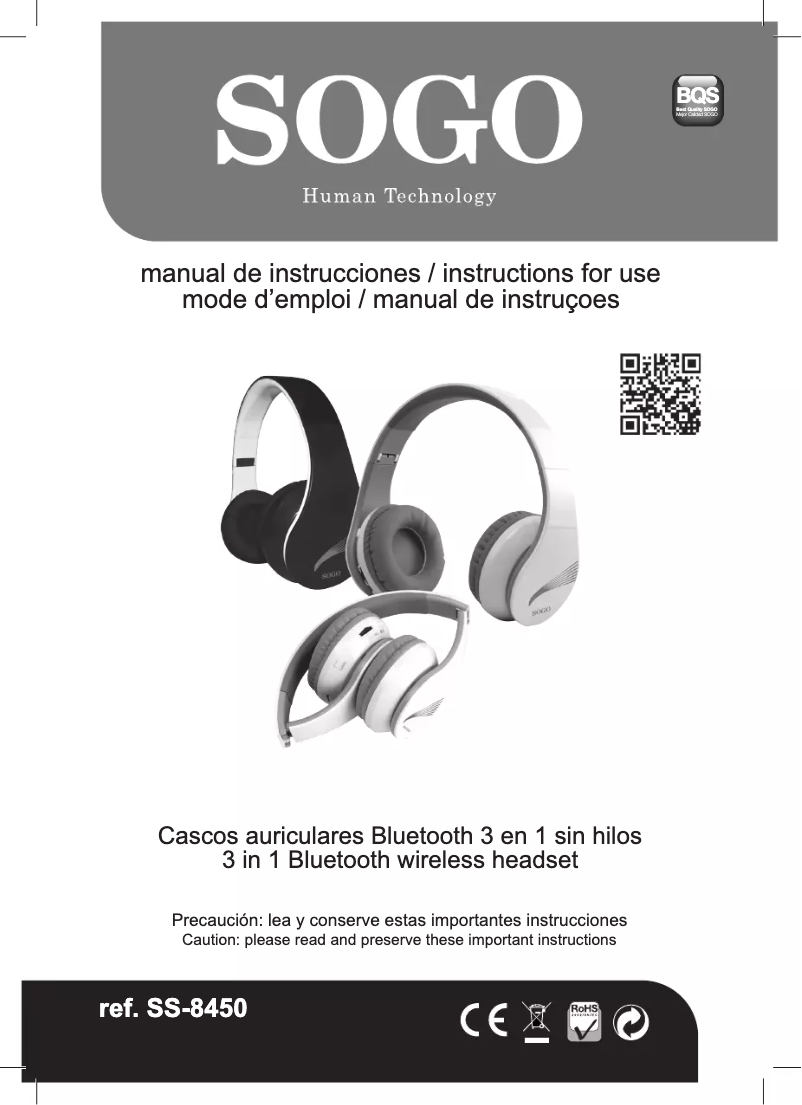 Imagen de la primera página del manual del dispositivo BTO-SS-8450