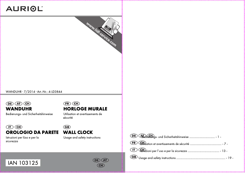 Página nº 1 - Manual de usuario Auriol IAN 103125