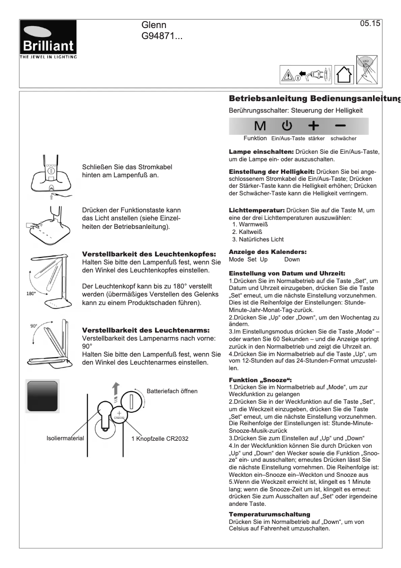 Imagen de la primera página del manual del dispositivo Glenn