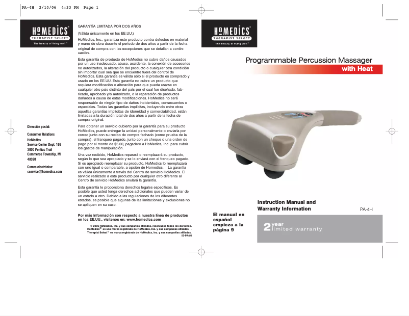 Imagen de la primera página del manual del dispositivo PA-4H