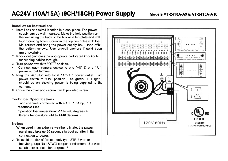 Imagen de la primera página del manual del dispositivo VT-2415A-A18