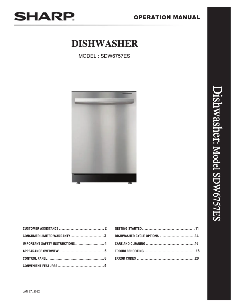 Imagen de la primera página del manual del dispositivo SDW6757ES