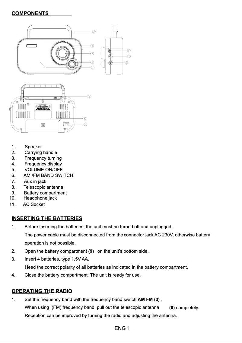 Imagen de la primera página del manual del dispositivo TR-54C