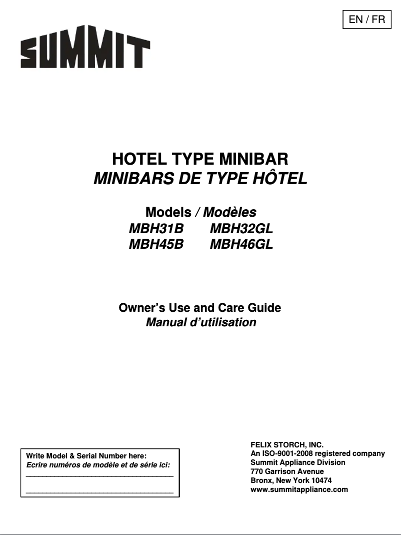 Página 1 del manual Manual de usuario Summit MBH32GL