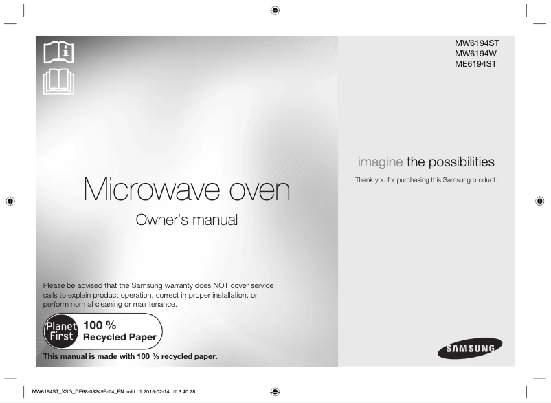 Página 1 del manual Manual de usuario Samsung ME6194ST/XSG