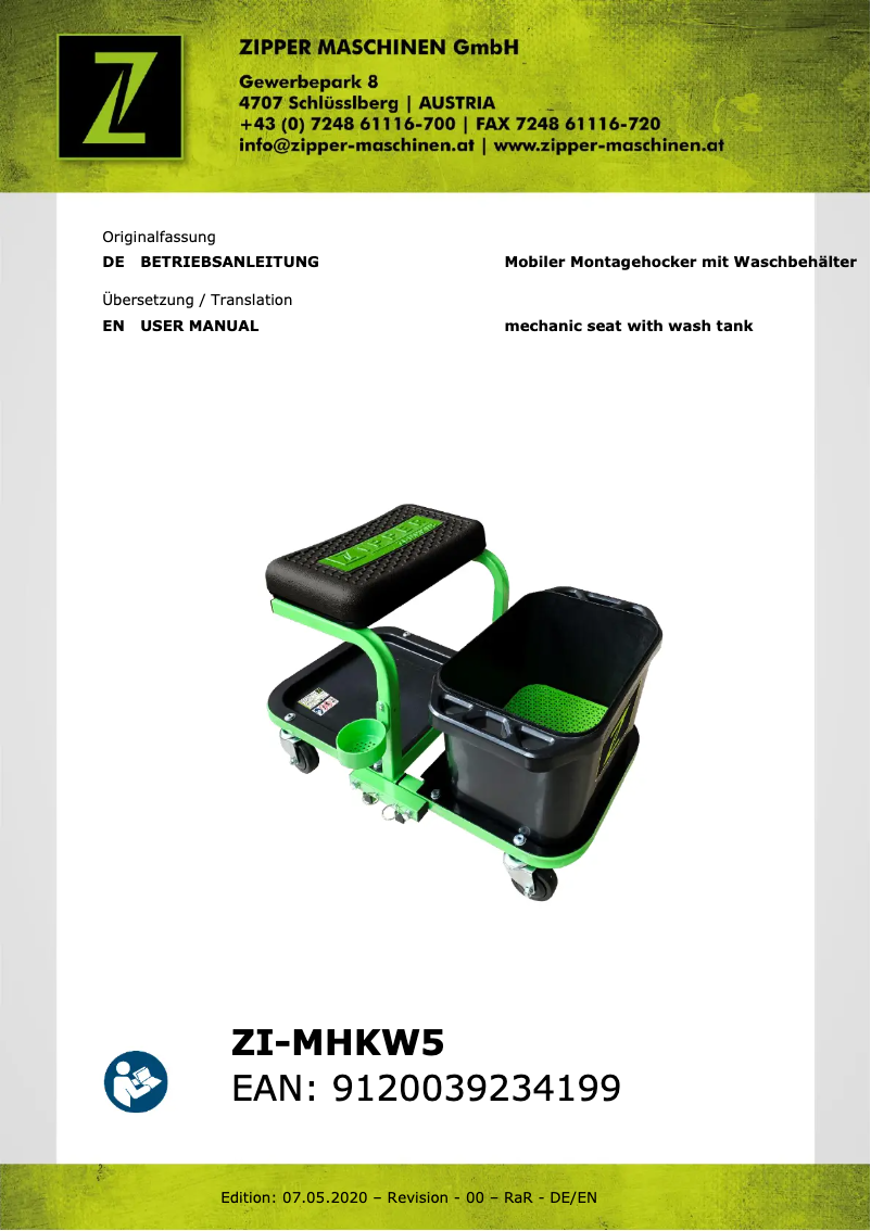 Imagen de la primera página del manual del dispositivo ZI-MHKW5