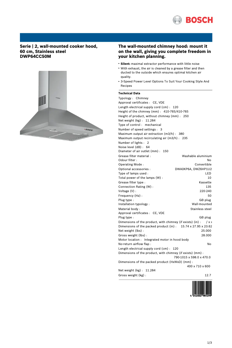 Imagen de la primera página del manual del dispositivo DWP64CC50M