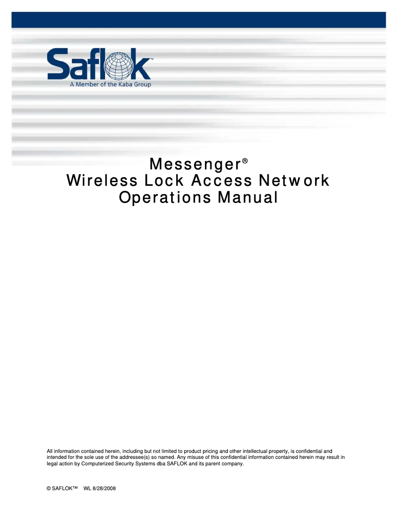 Imagen de la primera página del manual del dispositivo Saflok Messenger Lens