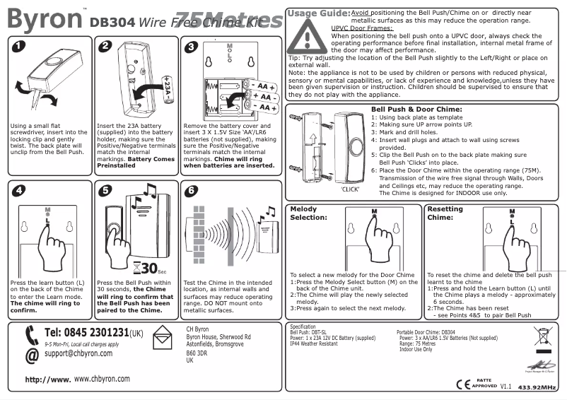 Imagen de la primera página del manual del dispositivo DB304