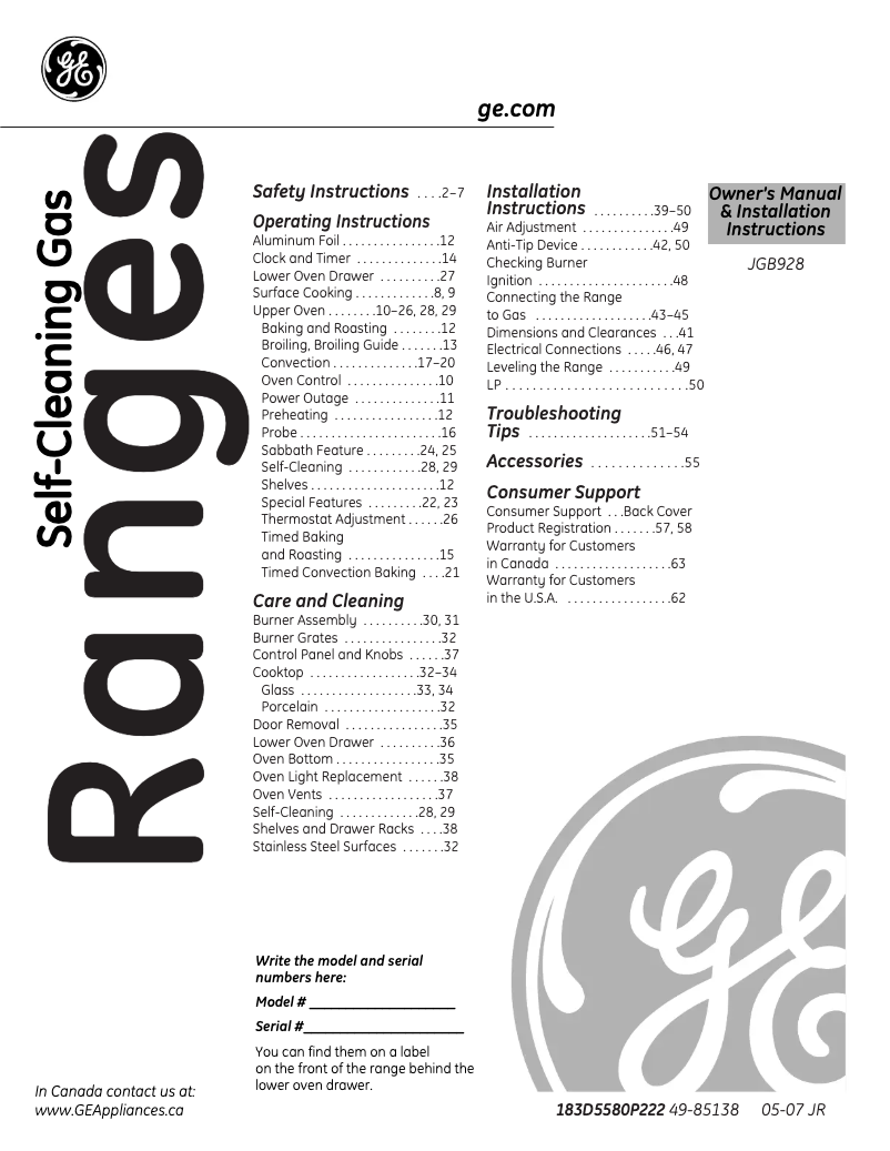 Página 1 del manual Manual de uso y mantenimiento GE Profile JGB928KEKCC