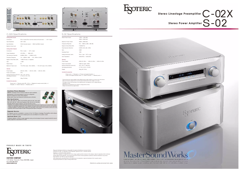 Página 1 del manual Folleto Esoteric C-02X