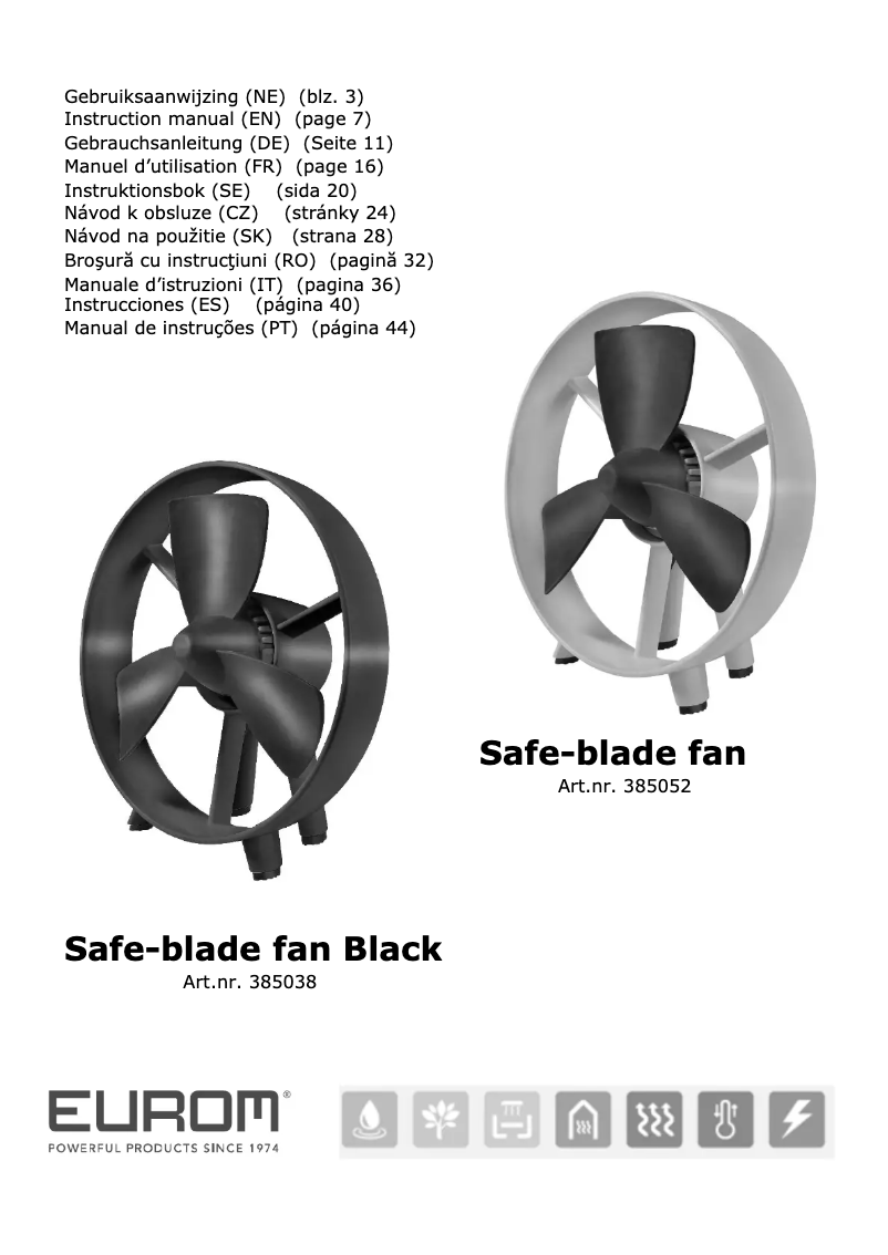 Página 1 del manual Manual de usuario Eurom Safe-blade fan