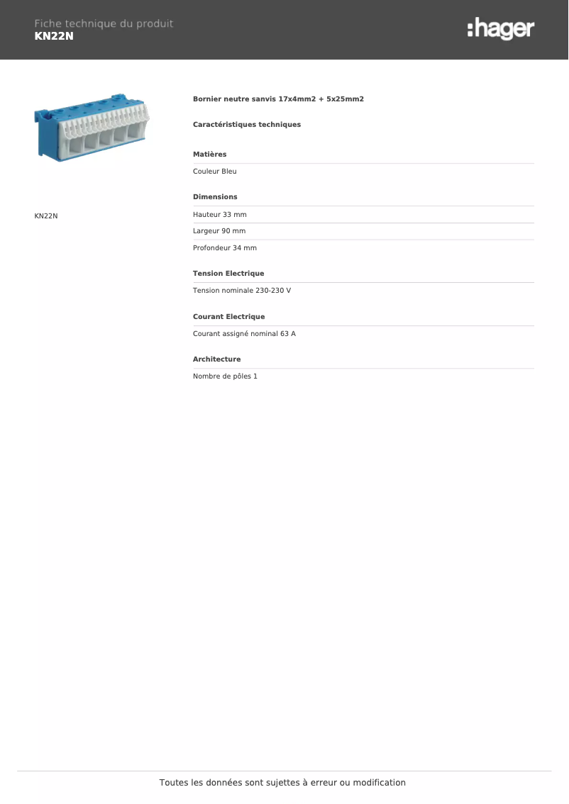 Imagen de la primera página del manual del dispositivo KN22N