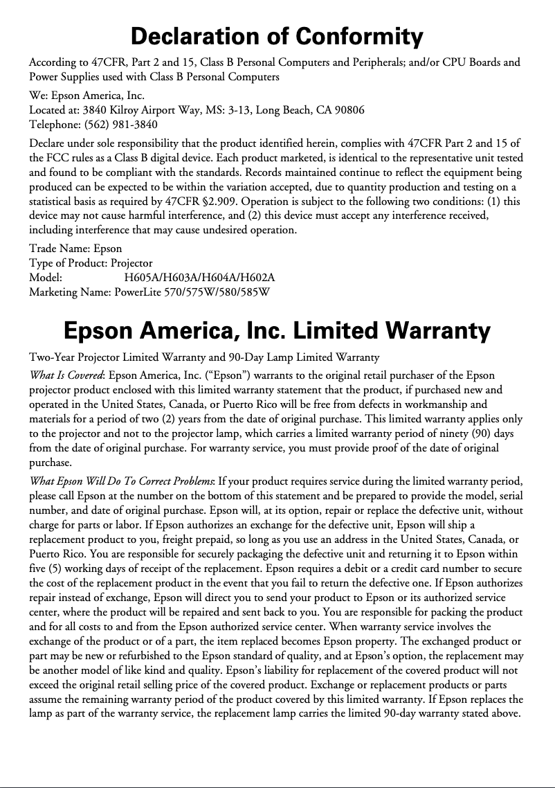 Imagen de la primera página del manual del dispositivo PowerLite 570