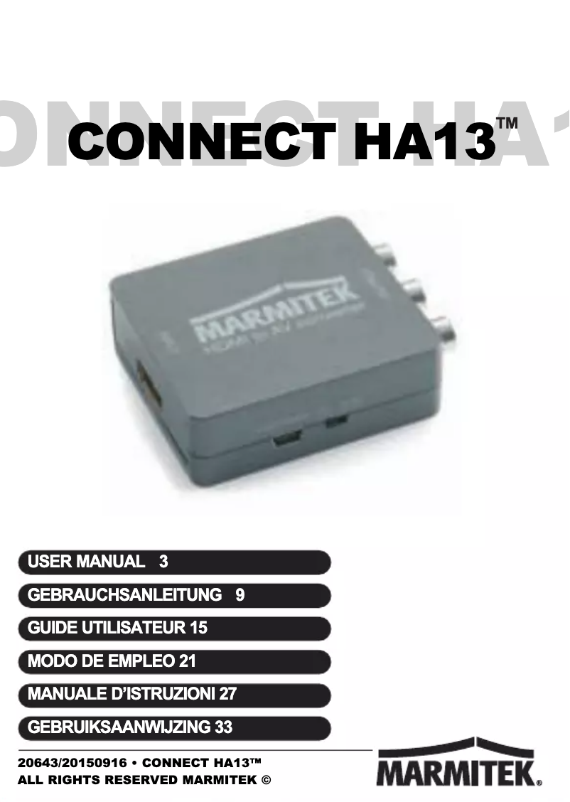 Página 1 del manual Manual de usuario Marmitek Connect HA13