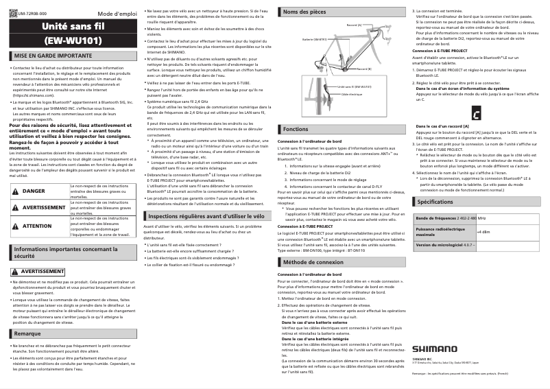 Página nº 1 - Manual de usuario Shimano EW-WU101