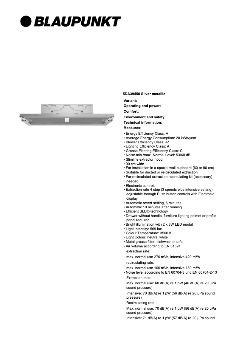 Página nº 1 - Ficha técnica Blaupunkt 5DA39450