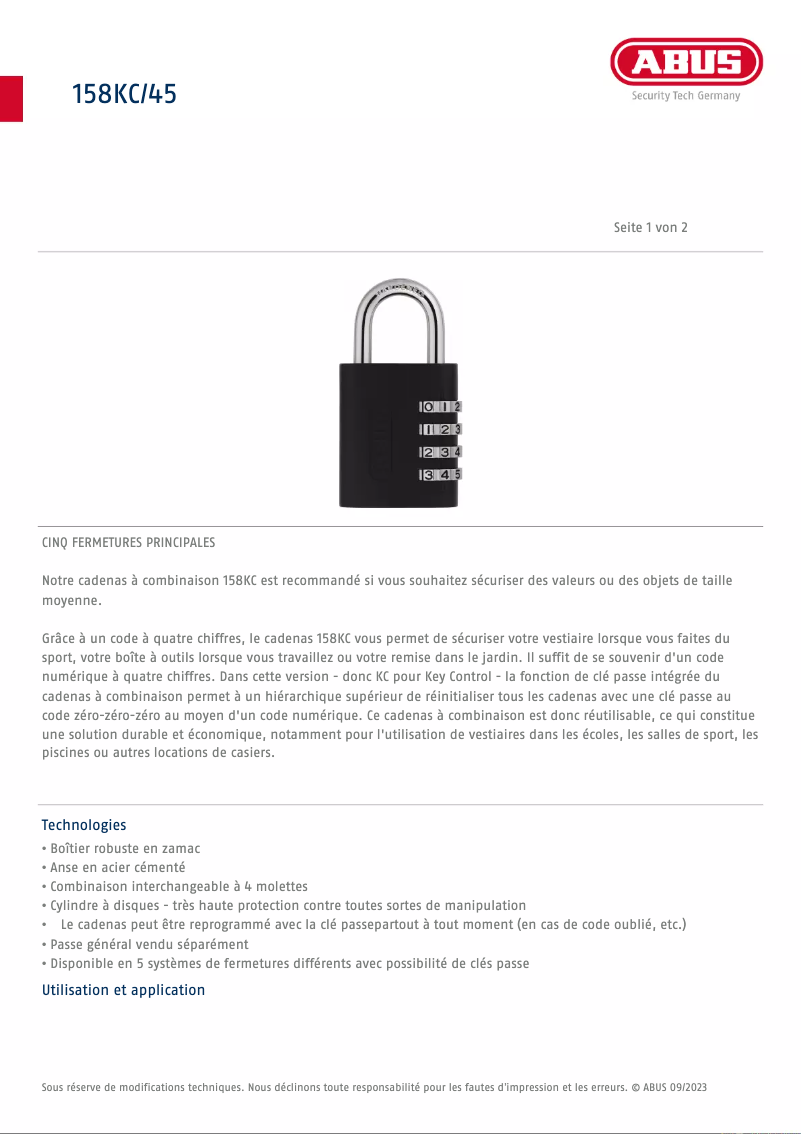 Imagen de la primera página del manual del dispositivo 158KC
