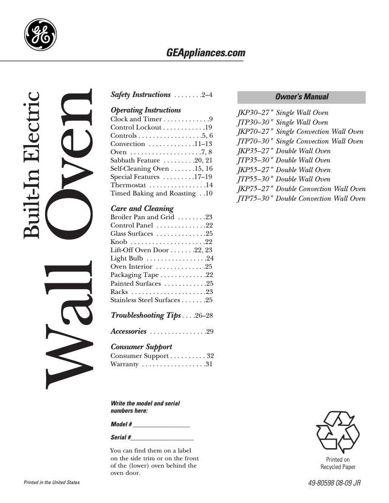 Imagen de la primera página del manual del dispositivo JTP75SMSS