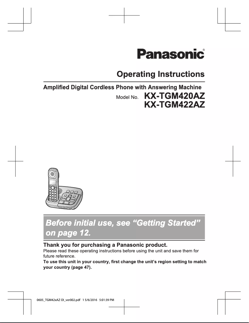 Página 1 del manual Manual de usuario Panasonic KX-TGM422