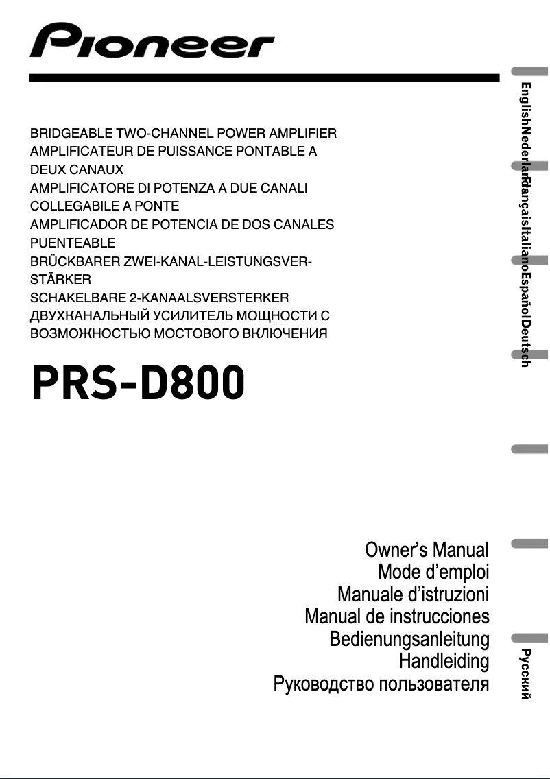Página 1 del manual Manual de usuario Pioneer PRS-D800