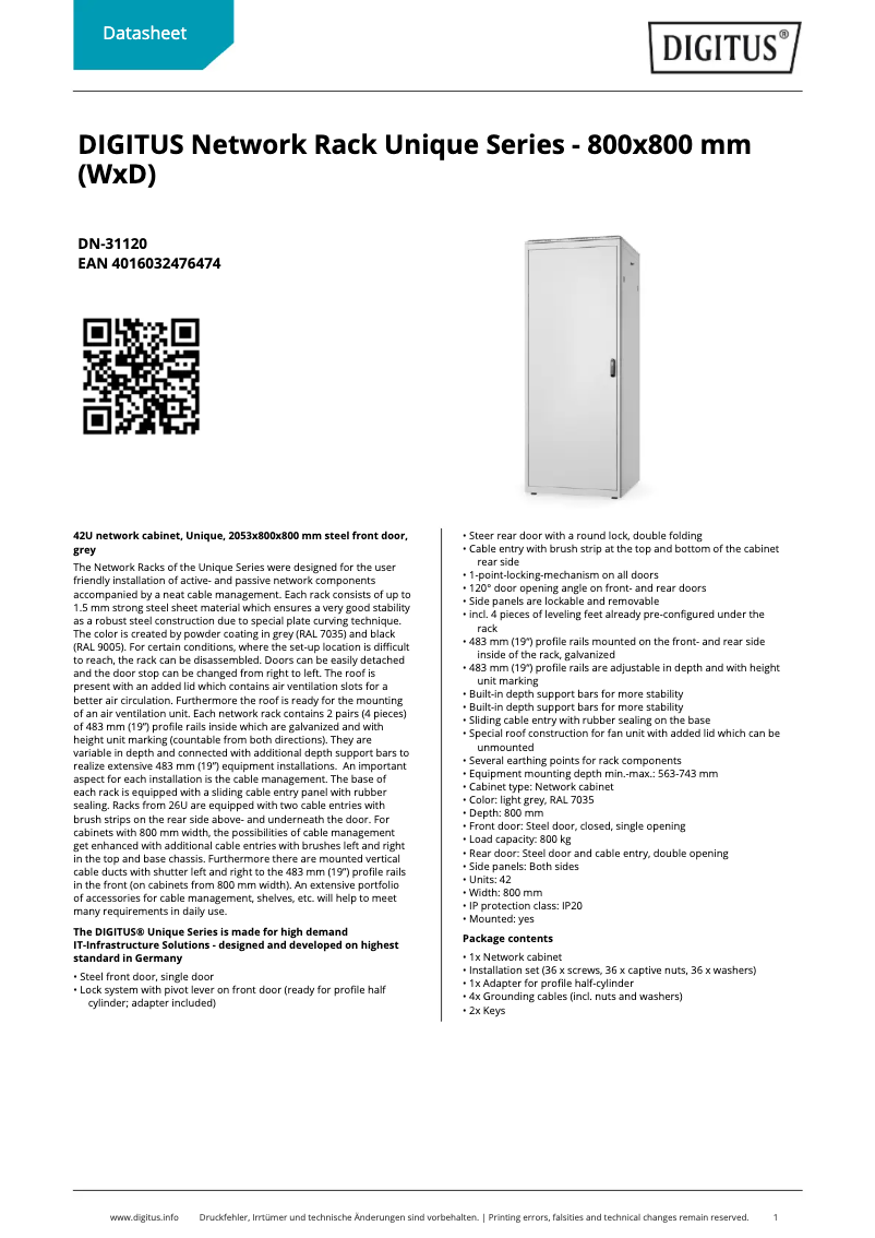 Página 1 del manual Ficha técnica Digitus DN-31120