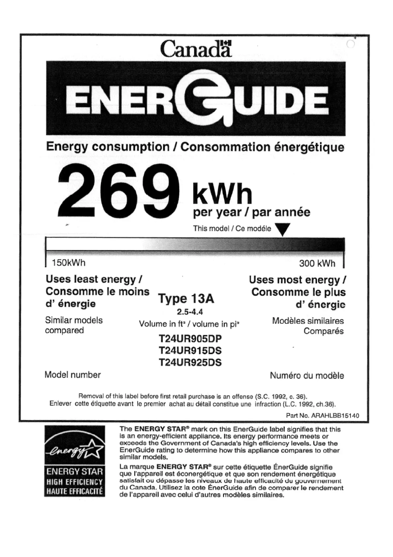 Página 1 del manual Etiqueta energética Thermador T24UR905DP