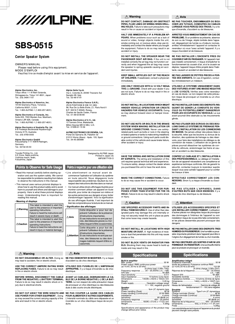 Imagen de la primera página del manual del dispositivo SBS-0515