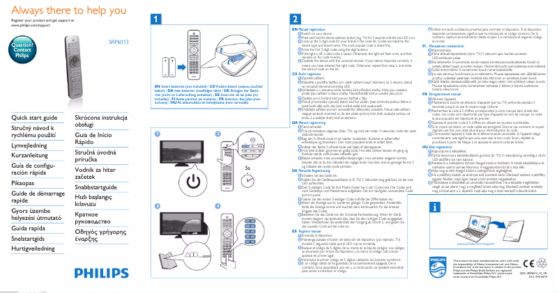 Página 1 del manual Guía de inicio rápido Philips SRP6013