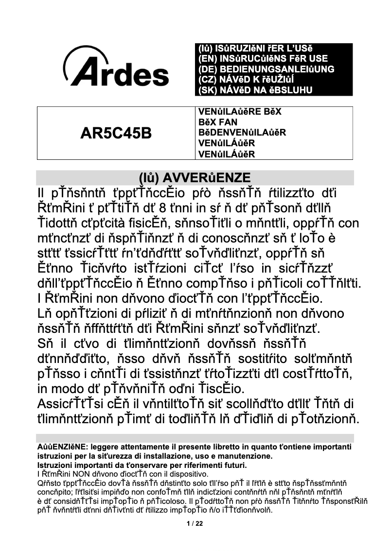 Página nº 1 - Manual de usuario Ardes AR5C45B