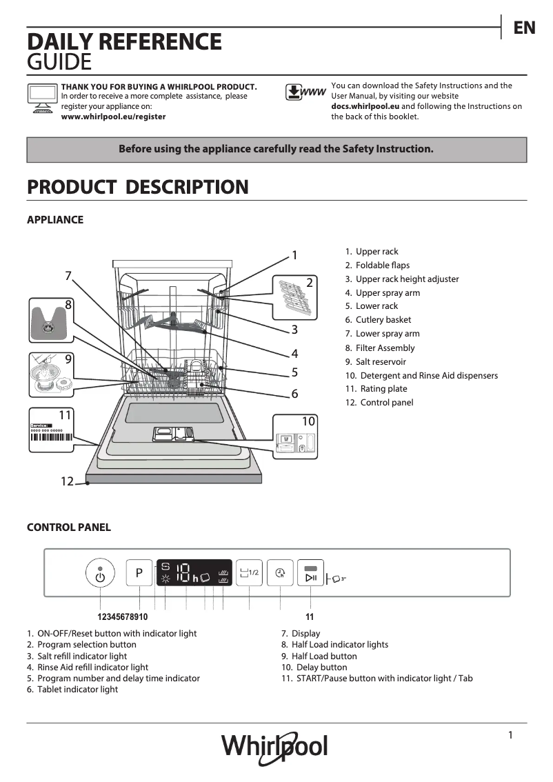 Página 1 del manual Manual de usuario Whirlpool WIS 5010