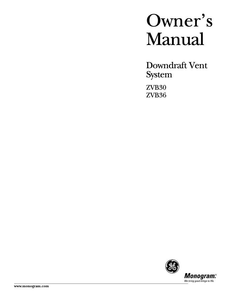 Página 1 del manual Manual de uso y mantenimiento GE ZVB36BBBB