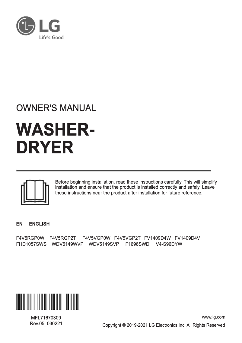 Página 1 del manual Manual de usuario LG FV1409D4V