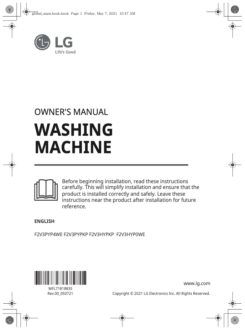 Página nº 1 - Manual de usuario LG F2V3HYP0WE