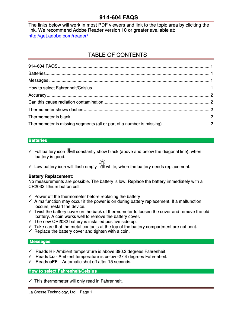 Imagen de la primera página del manual del dispositivo 914-604
