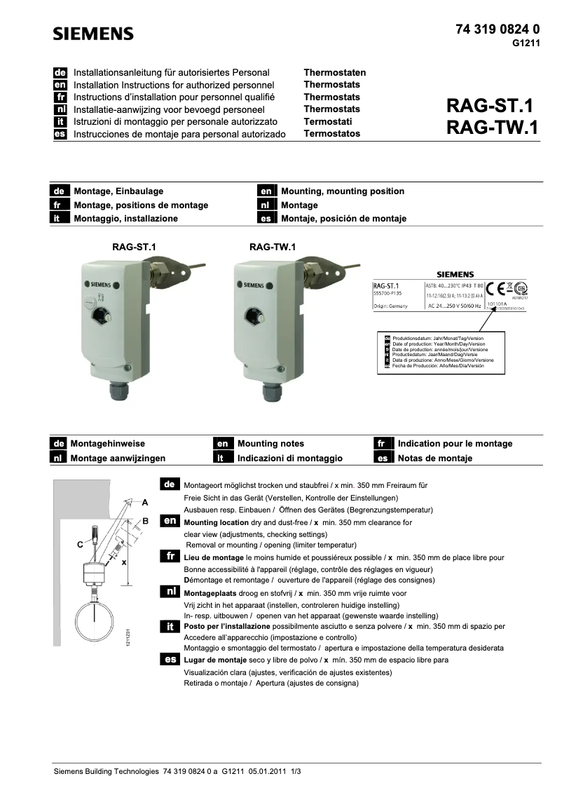 Imagen de la primera página del manual del dispositivo RAG-TW.1