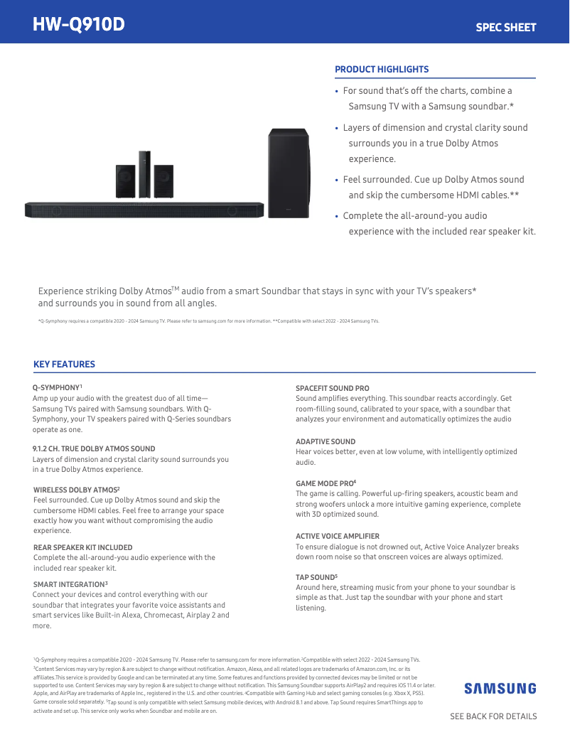 Imagen de la primera página del manual del dispositivo HW-Q910D