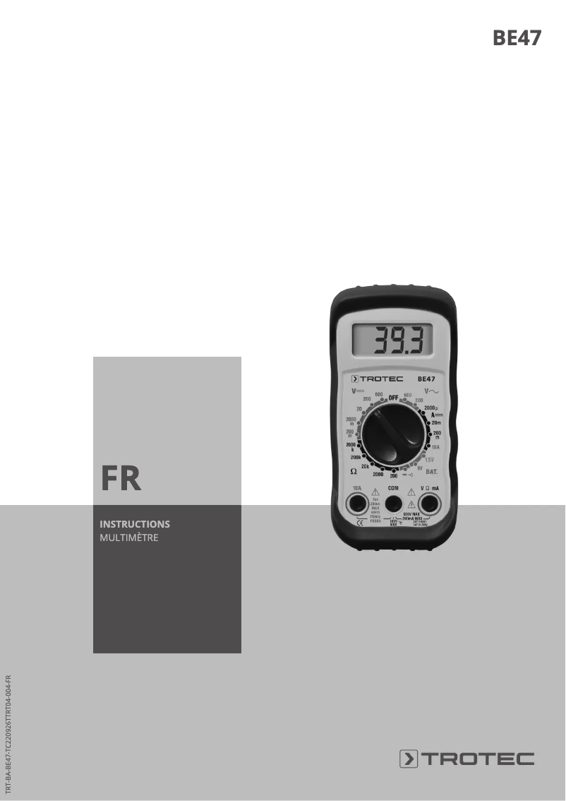 Página 1 del manual Manual de usuario Trotec BE47