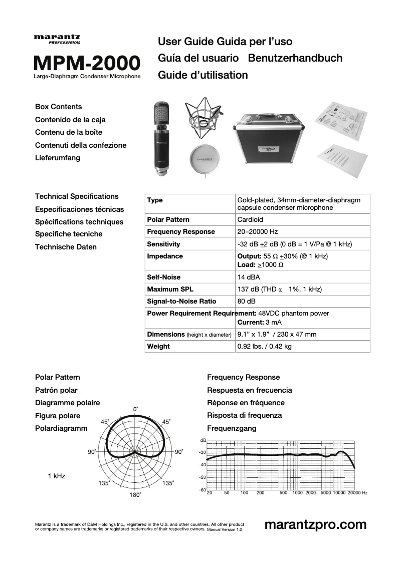 Página 1 del manual Manual de usuario Marantz MPM-2000