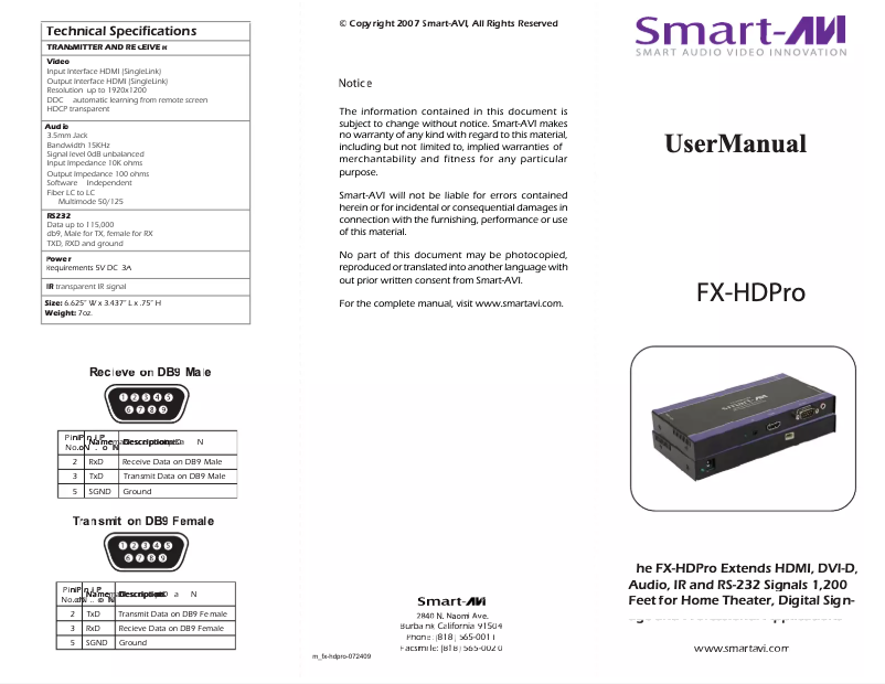 Imagen de la primera página del manual del dispositivo FX-HDPROS