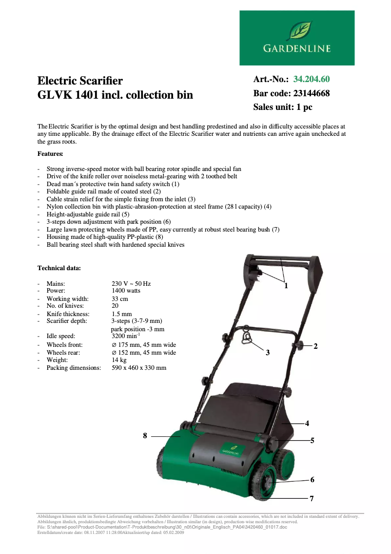 Imagen de la primera página del manual del dispositivo GLVK 1401