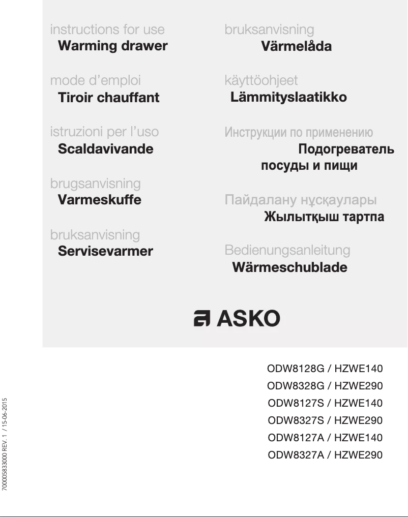 Página 1 del manual Manual de usuario Asko ODW8327S