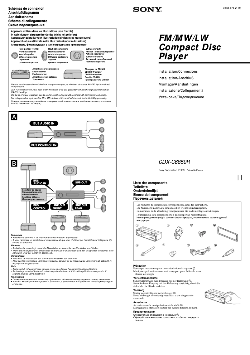 Imagen de la primera página del manual del dispositivo CDX-C6850R