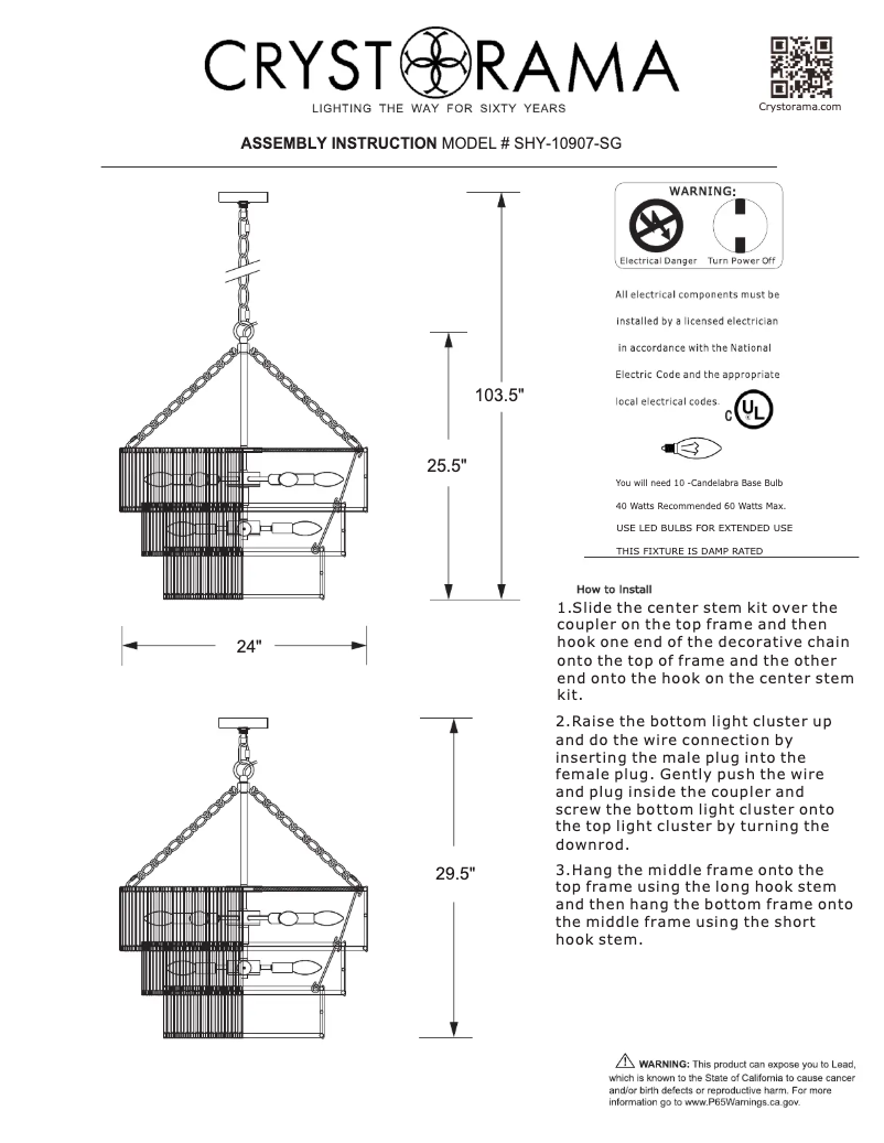 Página 1 del manual Manual de usuario Crystorama Shyla SHY-10907-SG