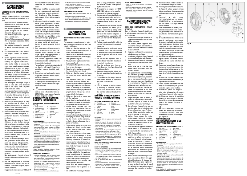 Página nº 1 - Manual de usuario Ariete FreshAir 0844