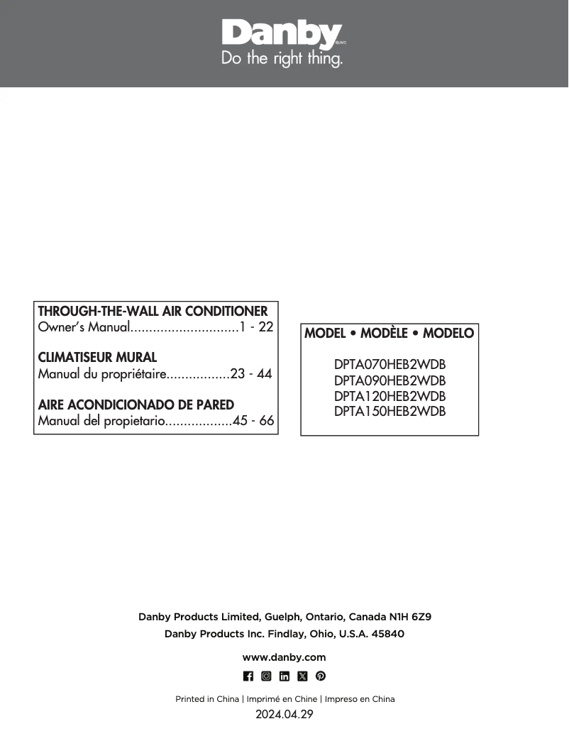 Página 1 del manual Manual de usuario Danby DPTA070HEB2WDB